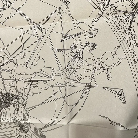 Hermes flagship scarf 90 white and grey - Picture 7 of 8